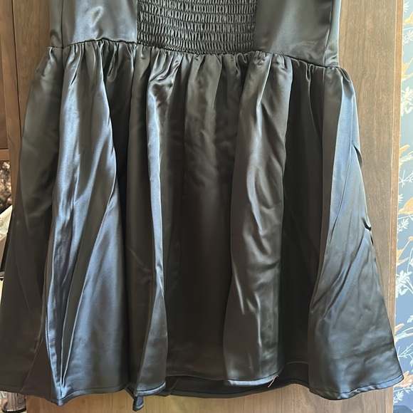 Wild Fable Black Fit & Flare Landscape satin Mini Dress large women’s new w tag - Picture 7 of 11